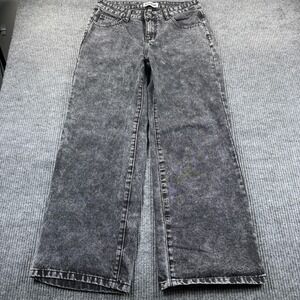 Disclosure Wide Leg Jeans Juniors 9/29 Gray Acid Wash‎ Bow Embroidered 32x30